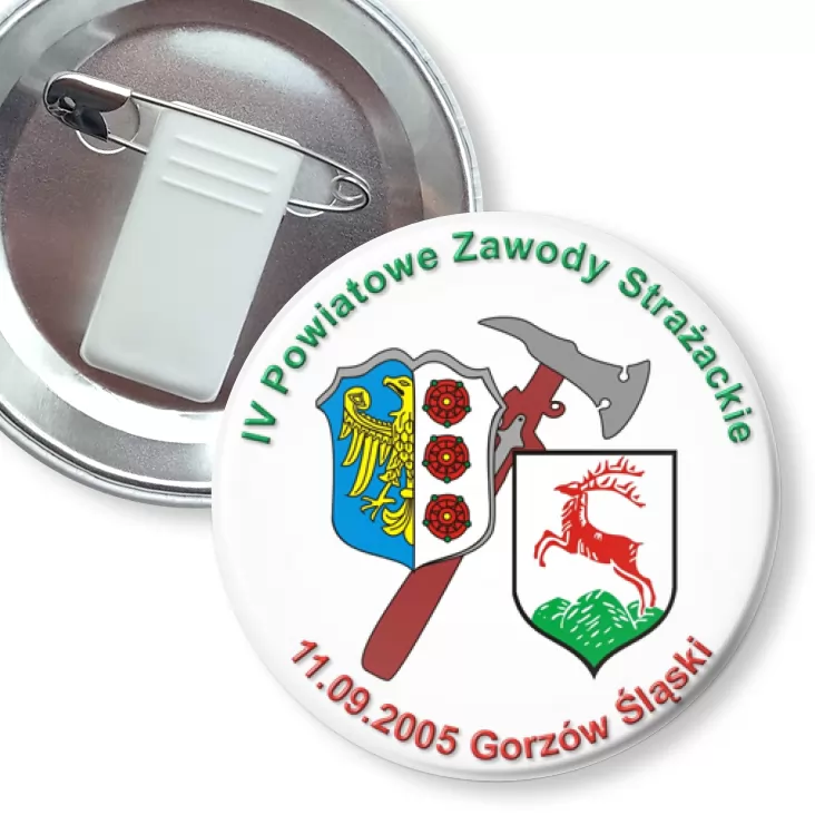 przypinka z żabką i agrafką IV Powiatowe Zawody Strażackie w Gorzowie Śląskim