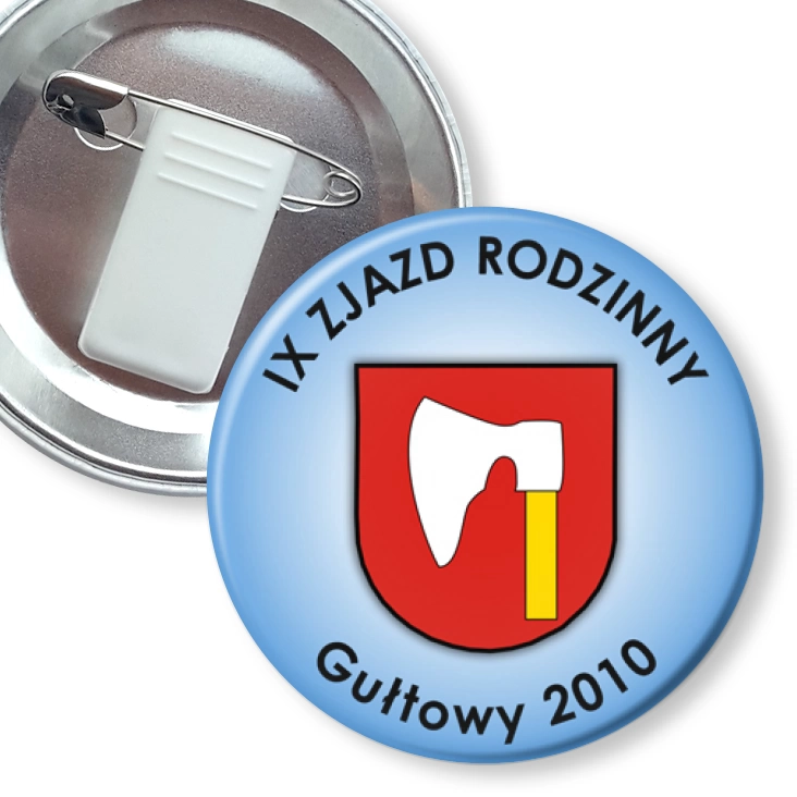 przypinka z żabką i agrafką IX Zjazd Rodzinny - Gułtowy 2010
