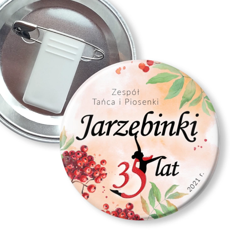 przypinka z żabką i agrafką Jarzębinki