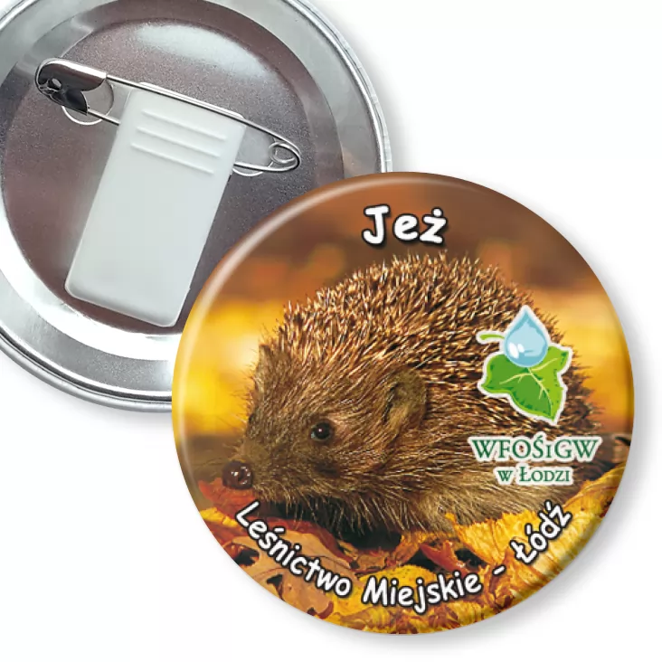 przypinka z żabką i agrafką Jeż