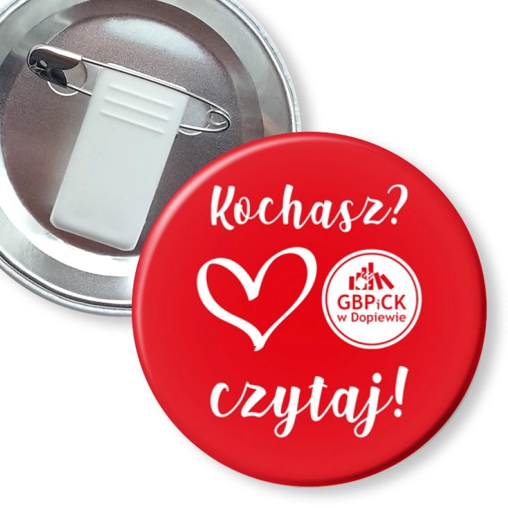 przypinka z żabką i agrafką Kochasz? Czytaj!