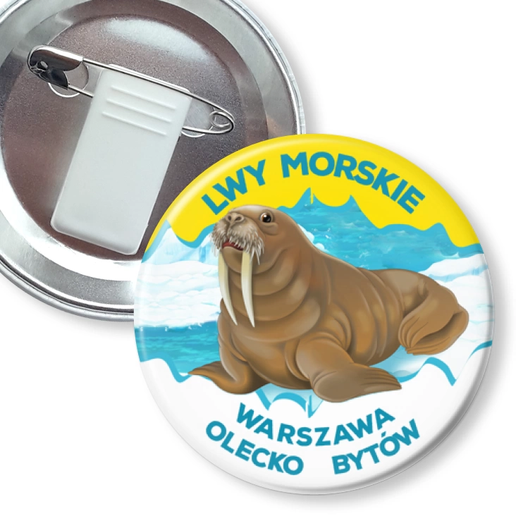 przypinka z żabką i agrafką Lwy Morskie