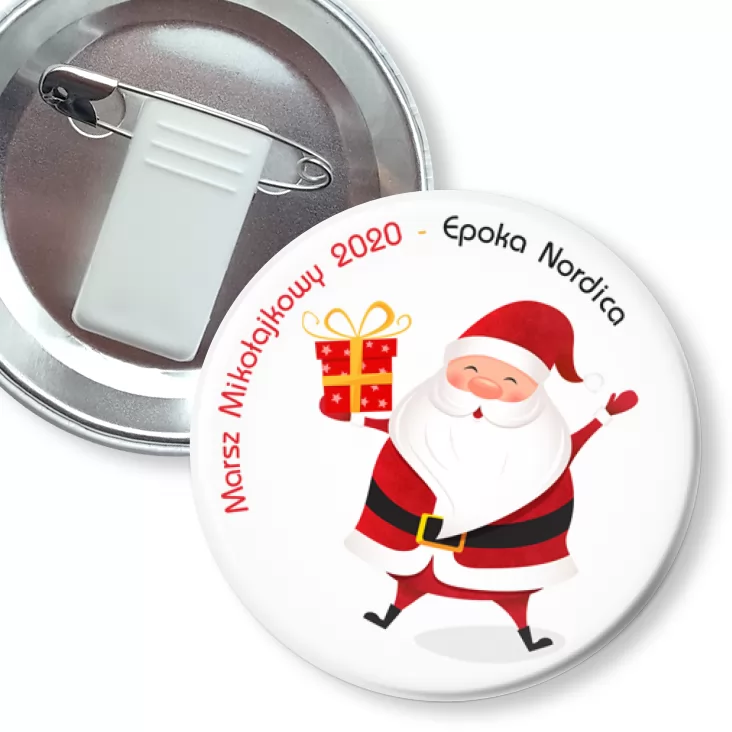 przypinka z żabką i agrafką Marsz Mikołajkowy 2020 - Epoka Nordica