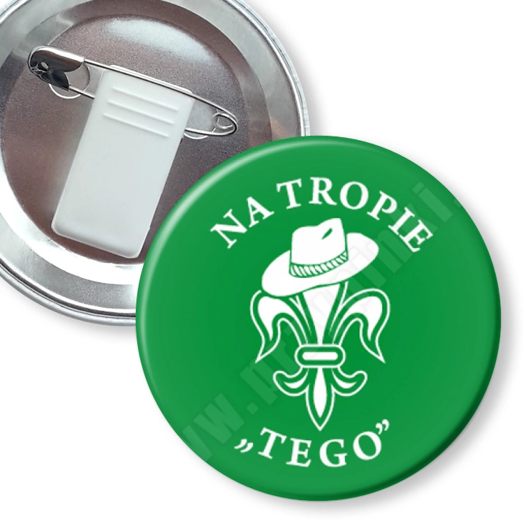 przypinka z żabką i agrafką Na tropie TEGO