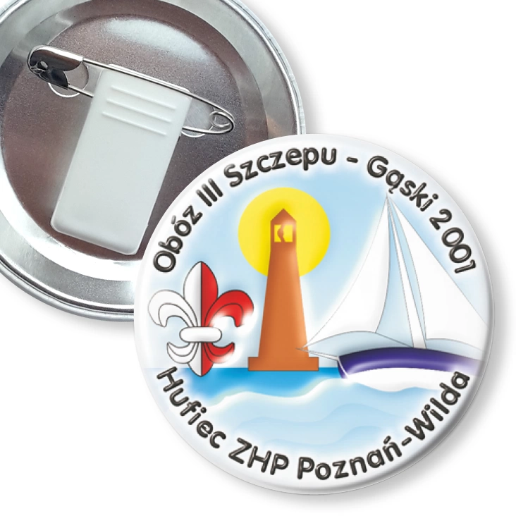 przypinka z żabką i agrafką Obóz III Szczepu - Gąski