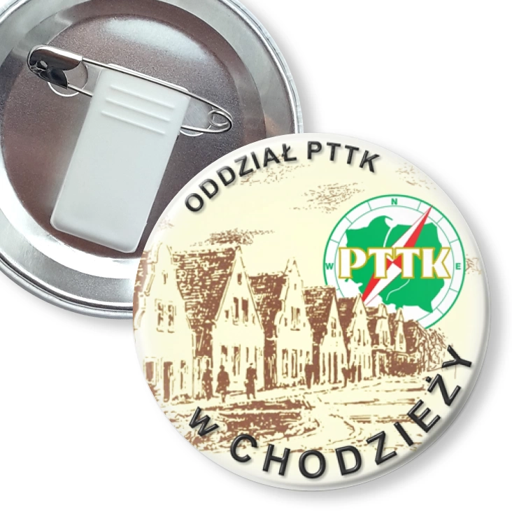 przypinka z żabką i agrafką Oddział PTTK w Chodzieży 