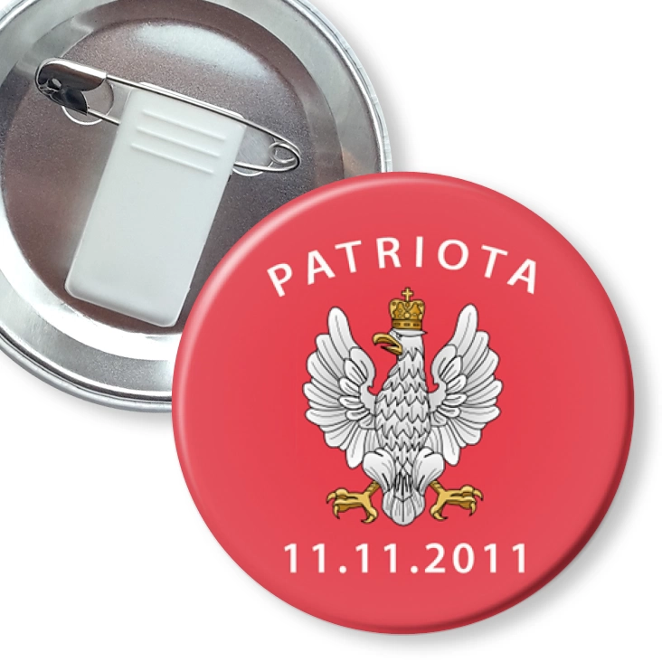 przypinka z żabką i agrafką Patriota