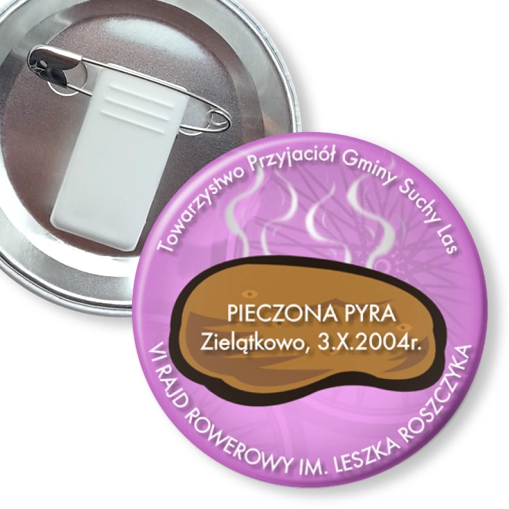 przypinka z żabką i agrafką Pieczona Pyra 2004