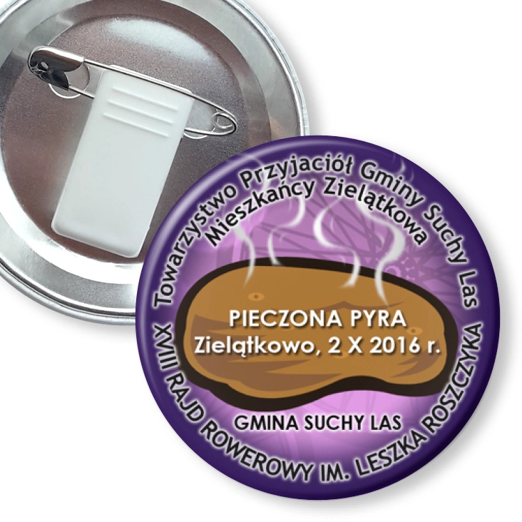 przypinka z żabką i agrafką Pieczona Pyra 2016