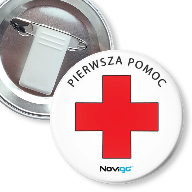 przypinka z żabką i agrafką Pierwsza Pomoc