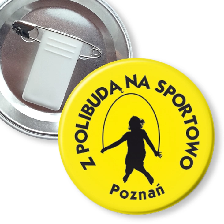 przypinka z żabką i agrafką Politechnika Poznańska - Skakanka
