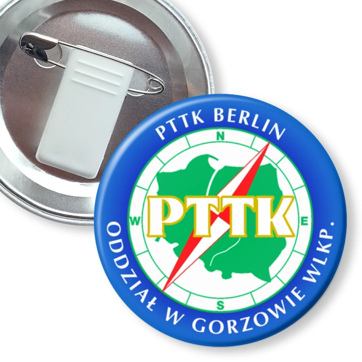 przypinka z żabką i agrafką PTTK Berlin w Gorzowie Wlkp.