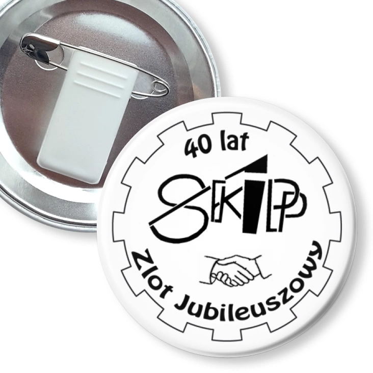 przypinka z żabką i agrafką SKIP Zjazd Jubileuszowy