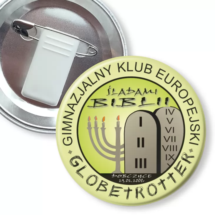 przypinka z żabką i agrafką Śladami Biblii - Globetroter Dobczyce 2008