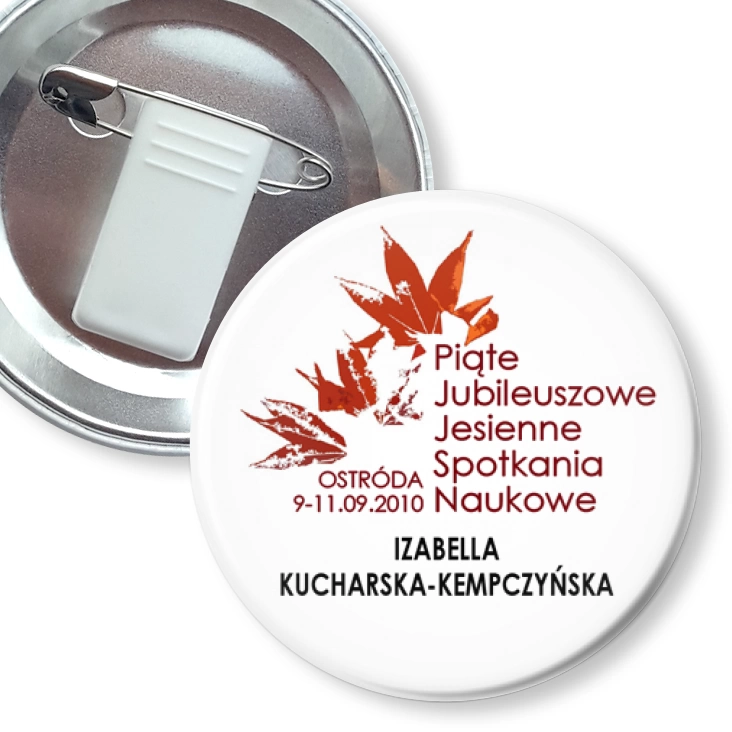 przypinka z żabką i agrafką Spotkania Naukowe - Ostróda 2010