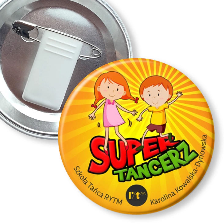 przypinka z żabką i agrafką Super tancerz