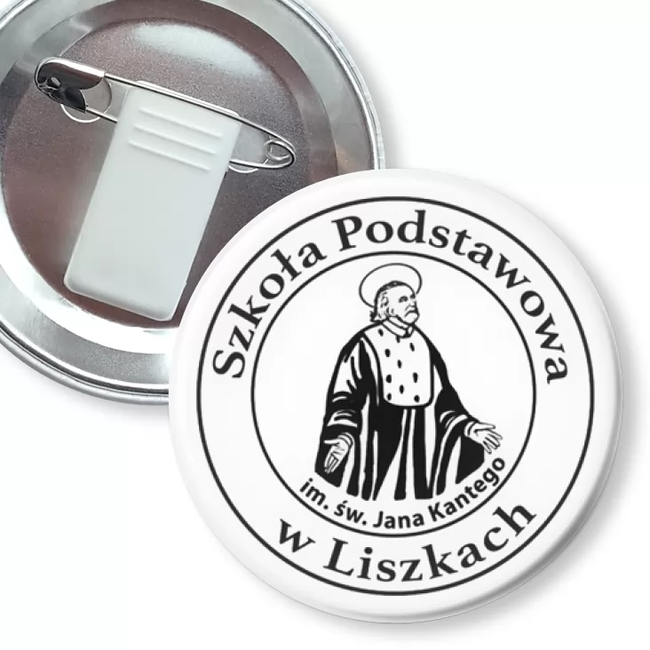 przypinka z żabką i agrafką Szkoła Podstawowa w Liszkach