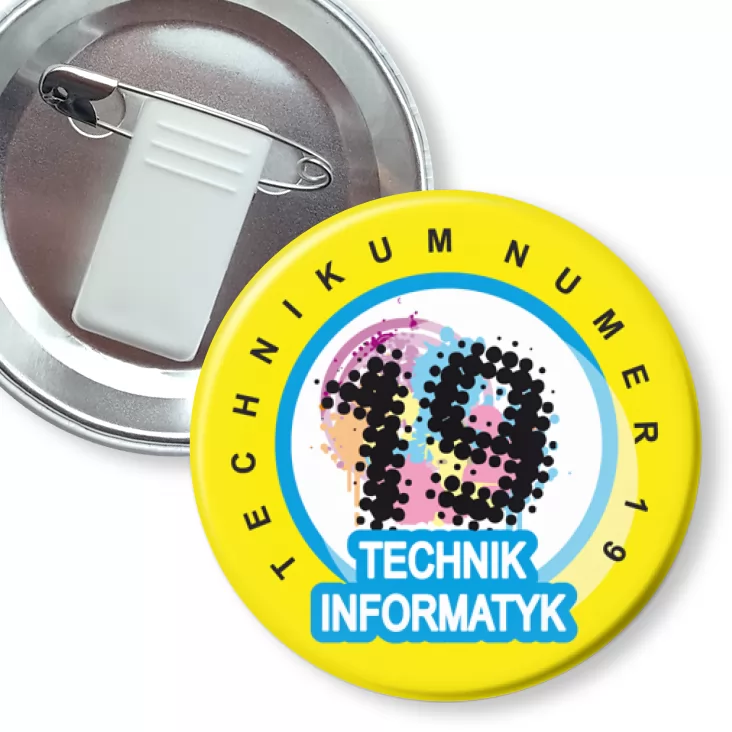 przypinka z żabką i agrafką Technik informatyk