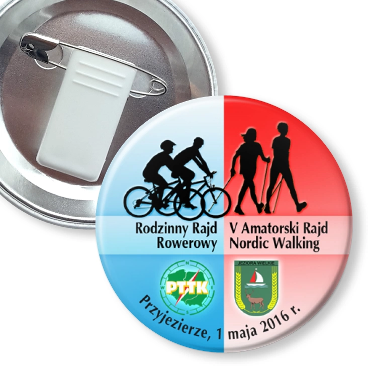 przypinka z żabką i agrafką V Amatorski Rajd Nordic Walking