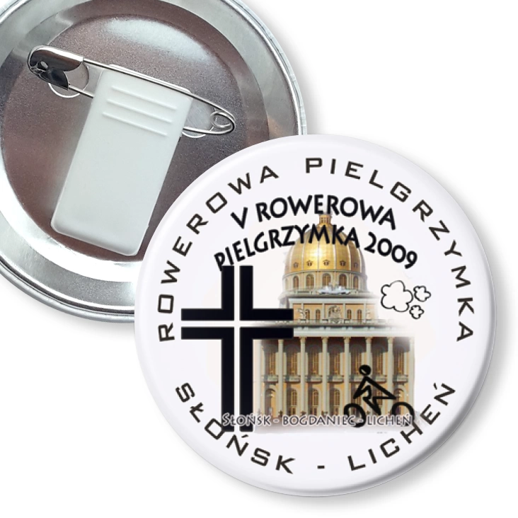 przypinka z żabką i agrafką V Rowerowa Pielgrzymka 2009