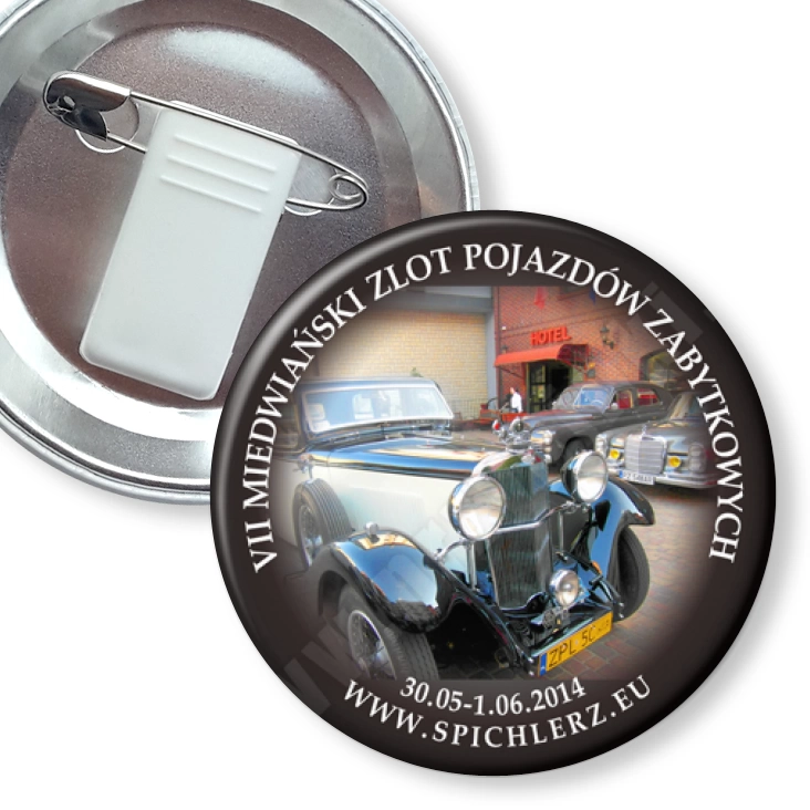 przypinka z żabką i agrafką VII Miedwiański Zlot Samochodów Zabytkowych