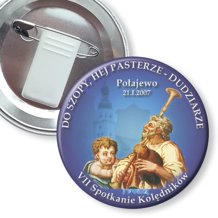 przypinka z żabką i agrafką VII Spotkanie Kolędników