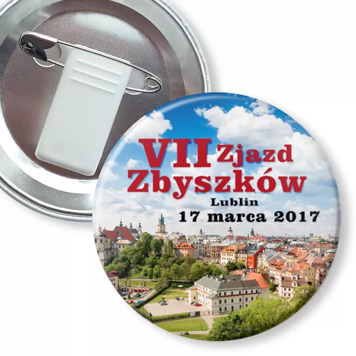 przypinka z żabką i agrafką VII Zjazd Zbyszków