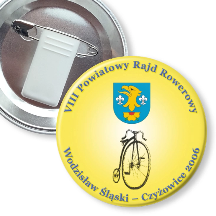 przypinka z żabką i agrafką VIII Powiatowy Rajd Rowerowy