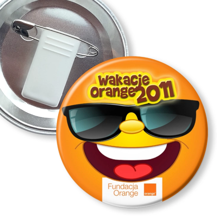 przypinka z żabką i agrafką Wakacje Orange 2011