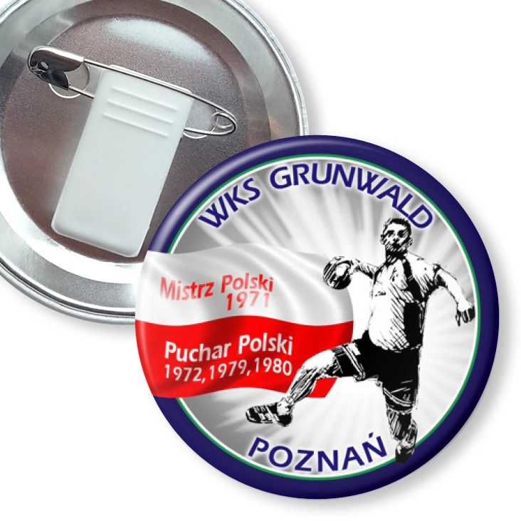 przypinka z żabką i agrafką WKS Grunwald Poznań