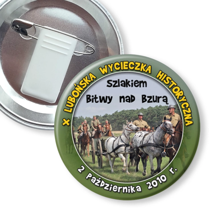 przypinka z żabką i agrafką X Lubońska Wycieczka Historyczna