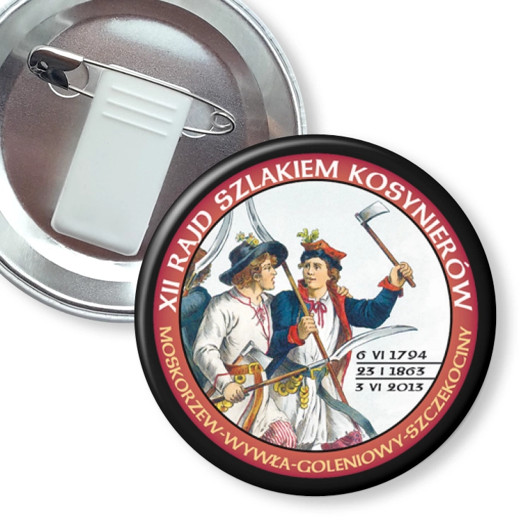 przypinka z żabką i agrafką XII Rajd Szlakiem Kosynierów