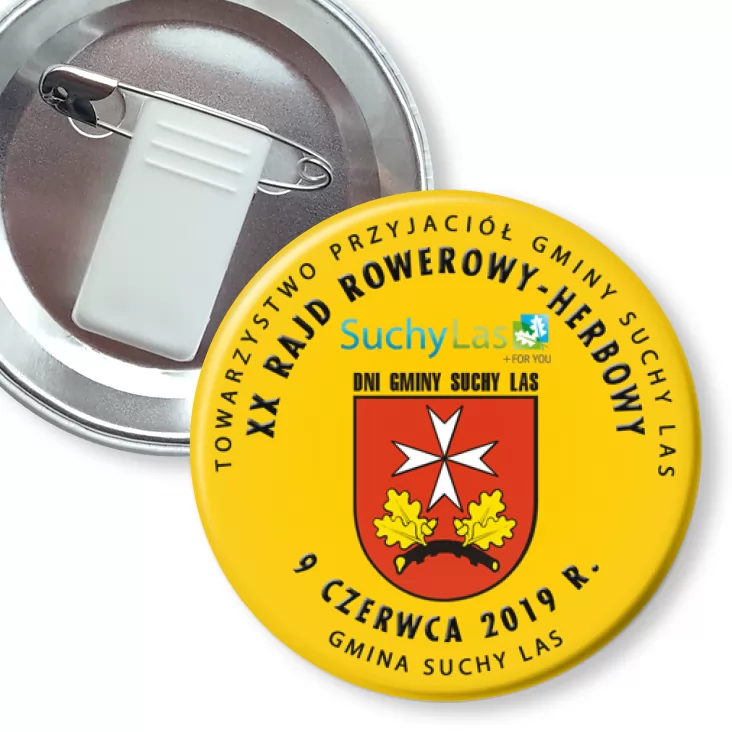 przypinka z żabką i agrafką XX Rajd Rowerowy - Herbowy