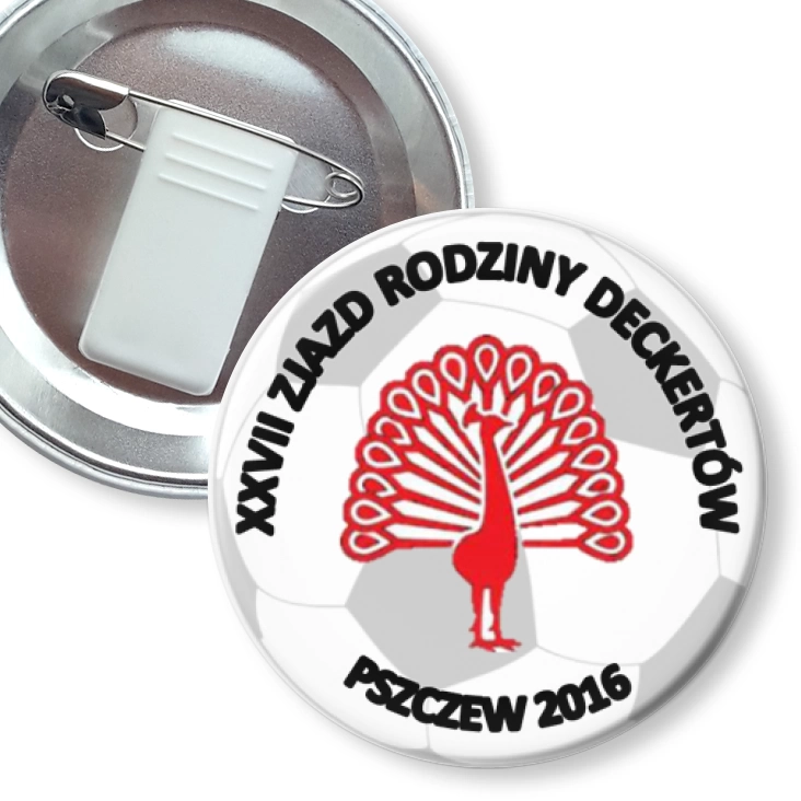 przypinka z żabką i agrafką XXVII zjazd rodzinny