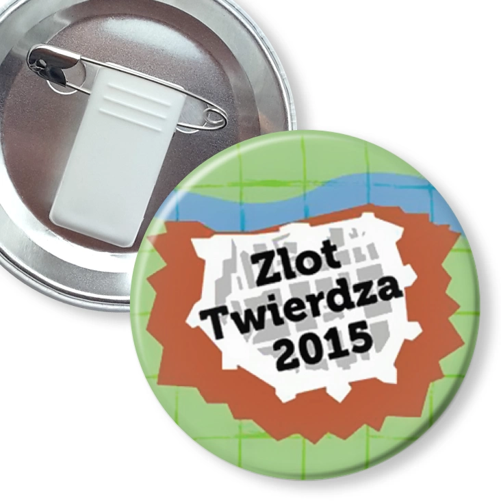 przypinka z żabką i agrafką Zlot Twierdza 2015