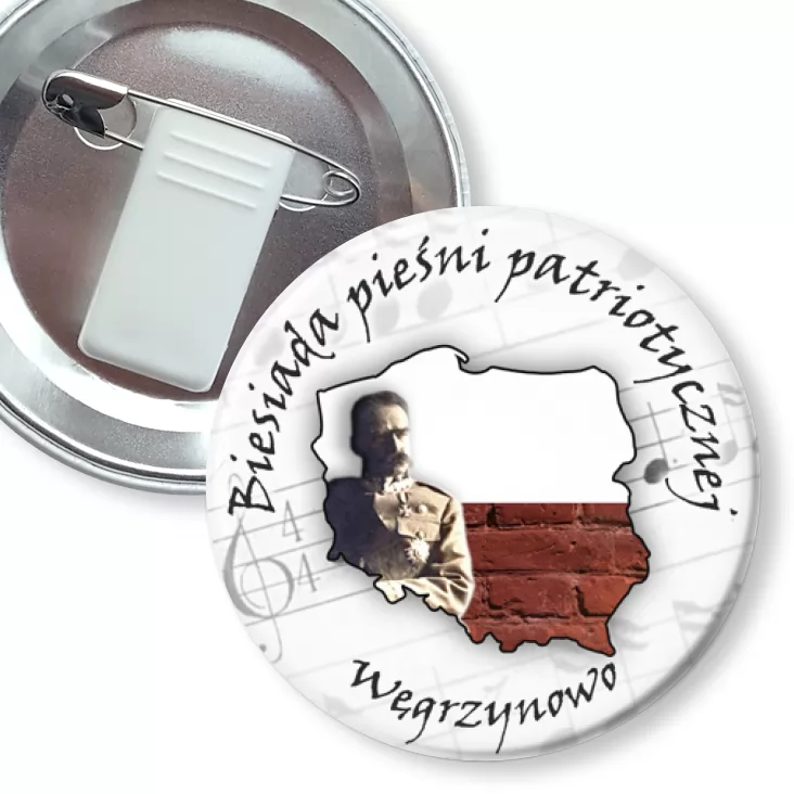 przypinka z żabką i agrafką Biesiada pieśni patriotycznej