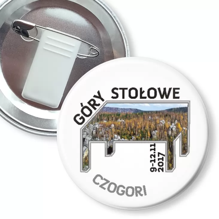 przypinka z żabką i agrafką Góry Stołowe