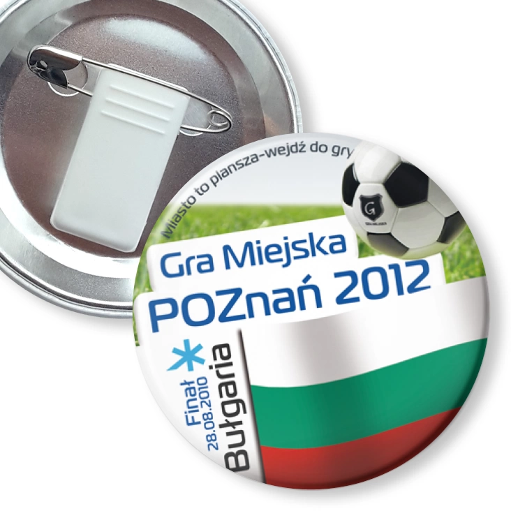 przypinka z żabką i agrafką Gra Miejska - Poznań 2012 - Bułgaria
