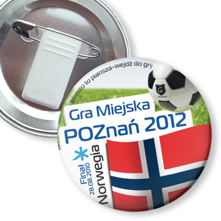 przypinka z żabką i agrafką Gra Miejska - Poznań 2012 - Norwegia