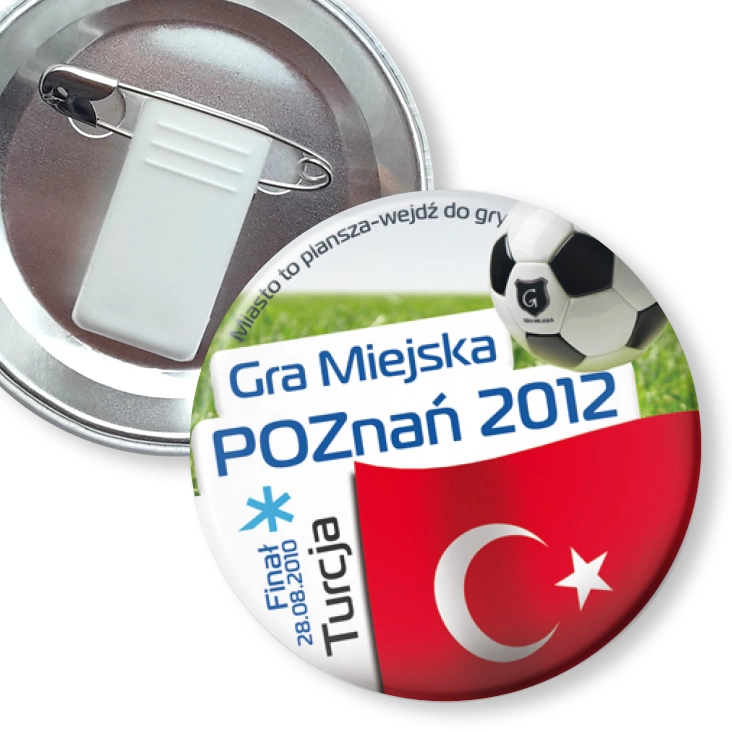 przypinka z żabką i agrafką Gra Miejska - Poznań 2012 - Turcja