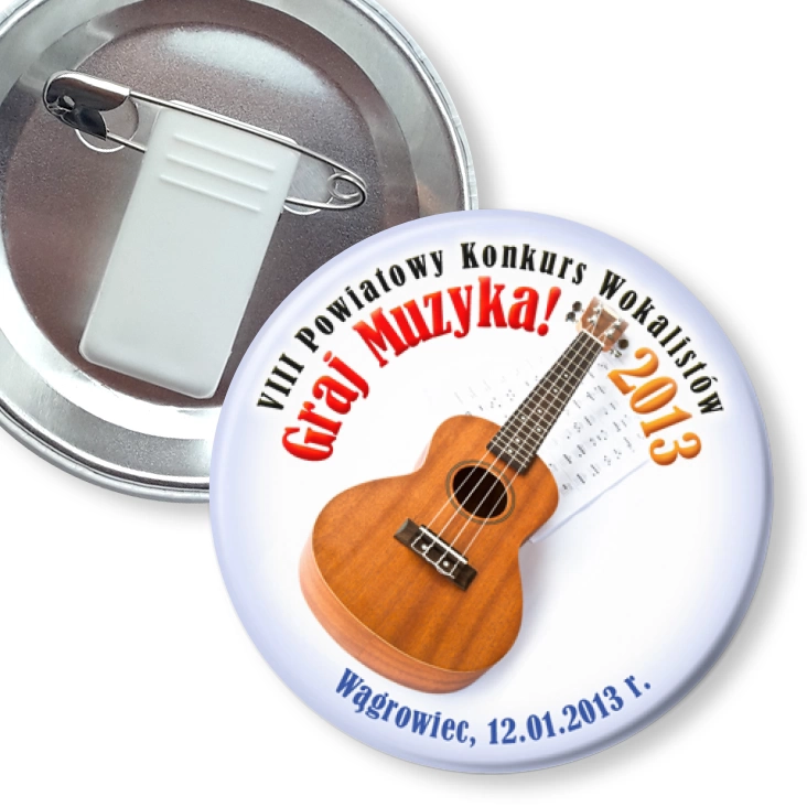 przypinka z żabką i agrafką Graj Muzyka! 2013