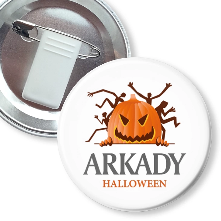 przypinka z żabką i agrafką Halloween white