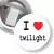 Przypinka z żabką i agrafką I love twilight