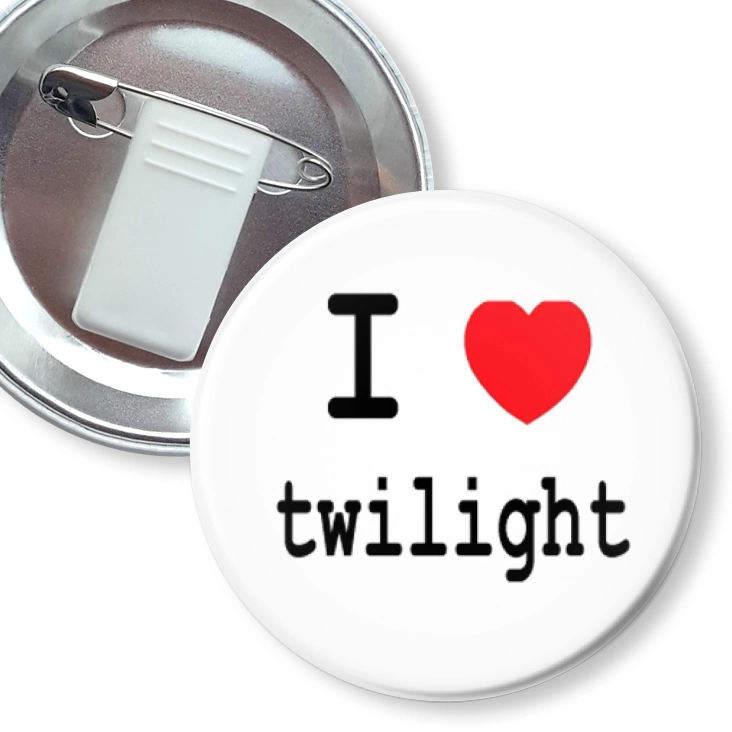 przypinka z żabką i agrafką I love twilight