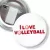 Przypinka z żabką i agrafką I love volleyball