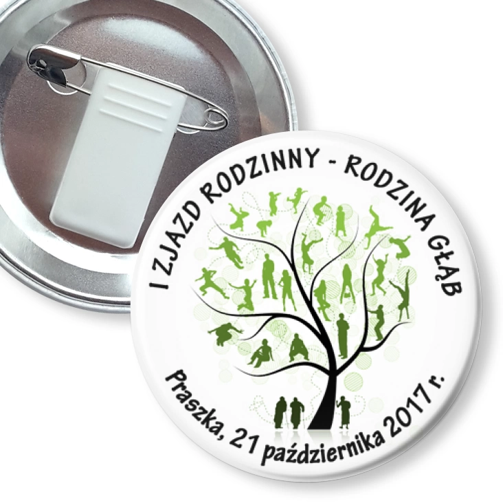 przypinka z żabką i agrafką I Zjazd Rodzinny - Rodzina Głąb