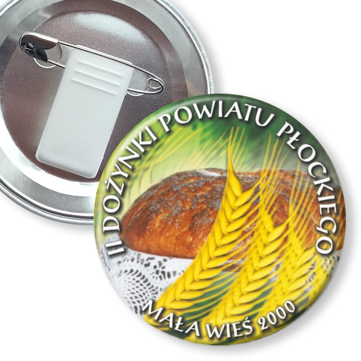 przypinka z żabką i agrafką II Dożynki Powiatu Płockiego