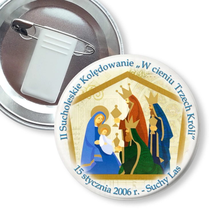 przypinka z żabką i agrafką II Sucholeskie Kolędowanie