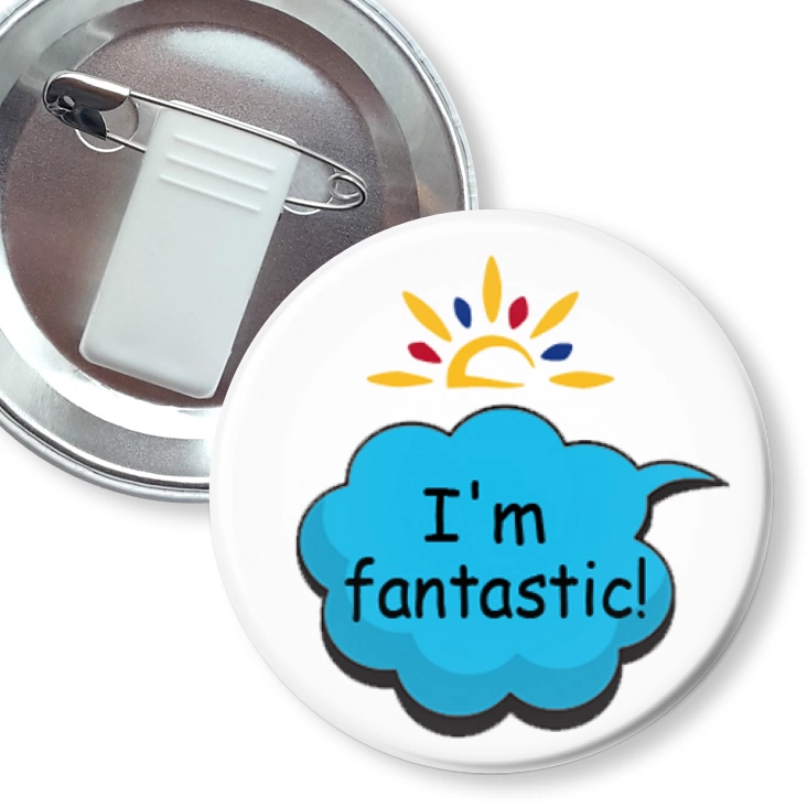 przypinka z żabką i agrafką I am fantastic!