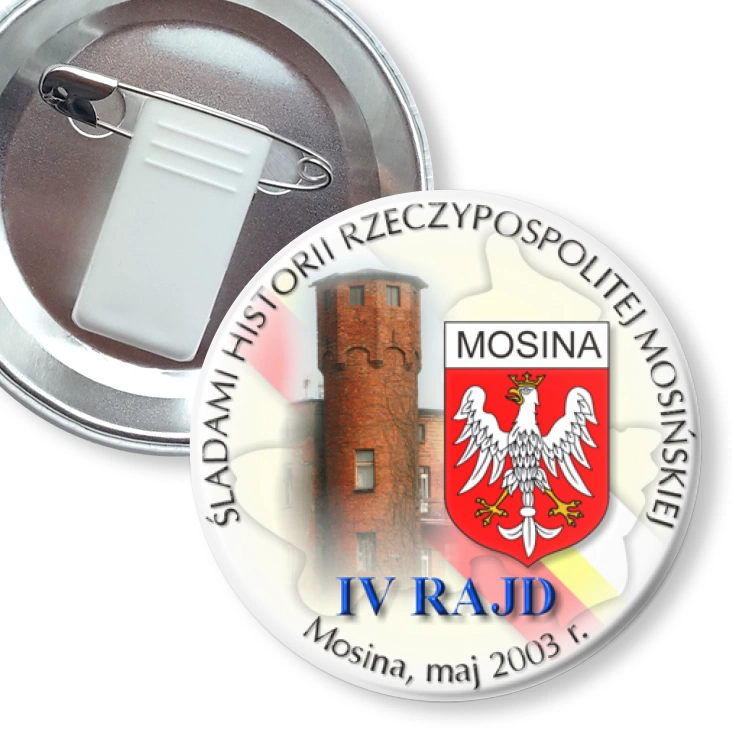 przypinka z żabką i agrafką IV Śladami Historii Rzeczypospolitej Mosińskiej